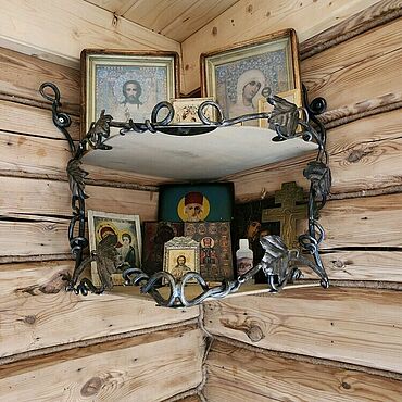 Для дома и интерьера ручной работы. Ярмарка Мастеров - ручная работа Божница кованая из виноградной лозы. Handmade.