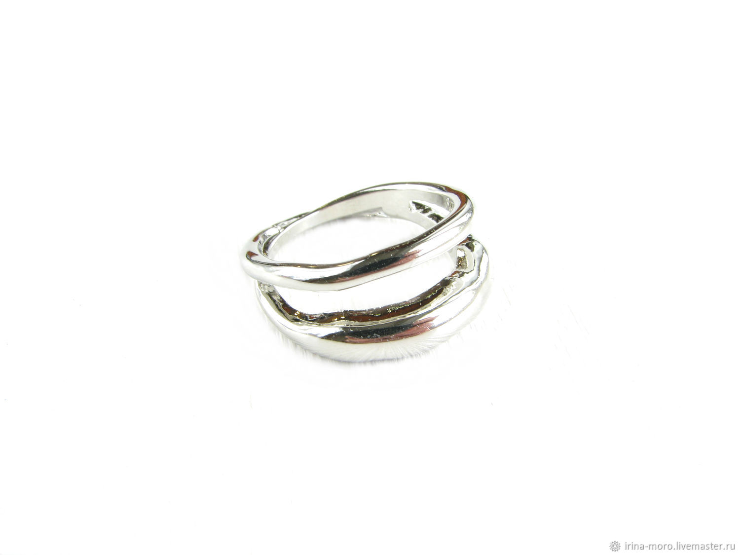 Silver ring without stones, two-track ring, ring without inserts ...