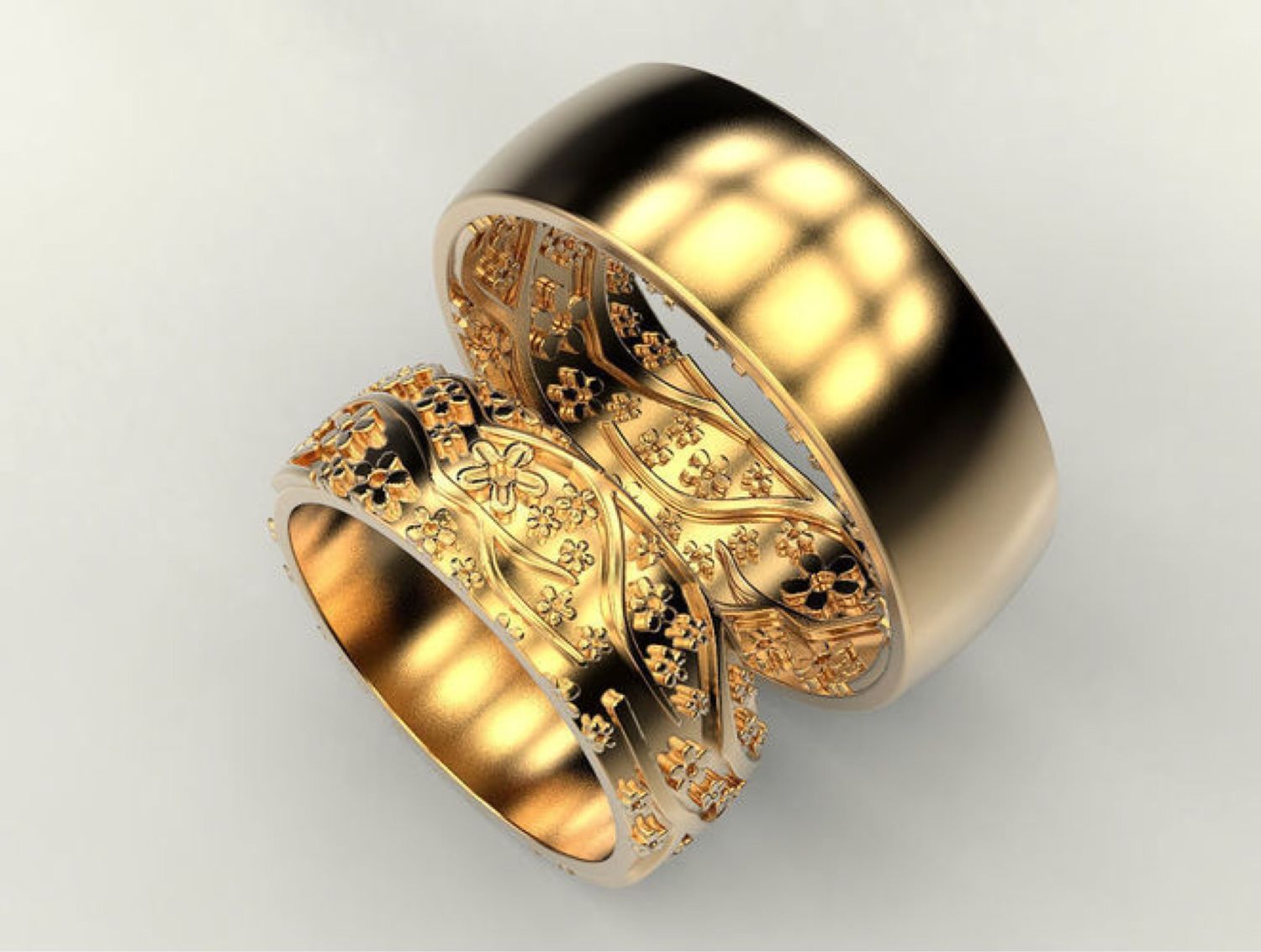 Широкие обручальные кольца из золота