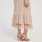 Одежда handmade. Livemaster - original item Lower skirt with lace in beige color. Handmade.
