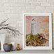 Watercolor painting ' lighthouse at sunset ', Pictures, Moscow,  Фото №1