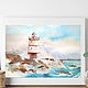 Painting sea shore lighthouse landscape watercolor. Pictures. Yulia Berseneva ColoredCatsArt. Online shopping on My Livemaster.  Фото №2