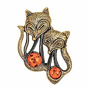 Украшения handmade. Livemaster - original item Brooch Chanterelles animals with amber. Handmade.