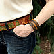 Leather bracelet 'Spring Antiglamour Black and orange 7 stripes. Cuff bracelet. schwanzchen. My Livemaster. Фото №5