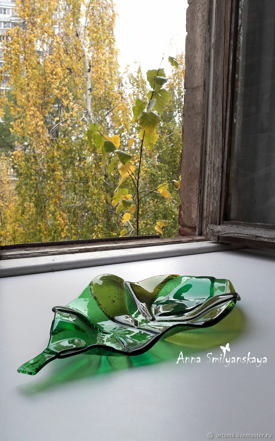 Dish Autumn leaf, glass, fusing, Fruit makers, Moscow,  Фото №1