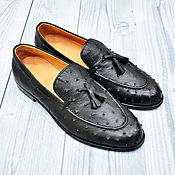 Обувь ручной работы handmade. Livemaster - original item Men`s Ostrich Leather Loafers with Tassels. Handmade.