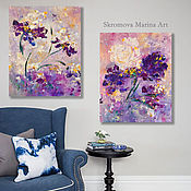 Картины и панно handmade. Livemaster - original item 2 Paintings with irises. Textured volumetric irises in oil on canvas... Handmade.