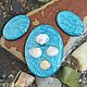 A set of three cabochons. Color - turquoise. Shape - oval
