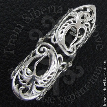 Серебряное кольцо на две фаланги с фианитами