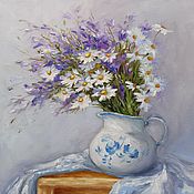 Картины и панно handmade. Livemaster - original item Oil painting with blue flowers Abstract flowers. Handmade.