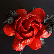 Украшения handmade. Livemaster - original item Automatic hairpin with Gardenia flower and black flowers.. Handmade.