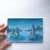 Картины и панно handmade. Livemaster - original item Painting miniature-postcard oil 