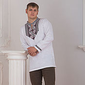 Русский стиль handmade. Livemaster - original item Slavic linen battle shirt. Handmade.