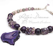 Украшения handmade. Livemaster - original item mystic necklace with slice of agate, jasper and quartz purple, lilac.. Handmade.