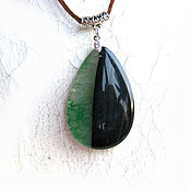 Украшения handmade. Livemaster - original item Black and green agate pendant with Druze two colors drop. Handmade.