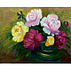 Painting 'Bright peonies'flowers peonies in a vase canvas on a stretcher oil, Pictures, Sergiev Posad,  Фото №1