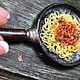 Кукольная еда. Спагетти с мясом в сковороде. Миниатюра. Кукольная еда. Magic_Mini_World. Ярмарка Мастеров.  Фото №6