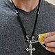 Крест нательный распятие Христово серебряный на ювелирном гайтане. Колье. 'Верба' православная мастерская. Ярмарка Мастеров.  Фото №4