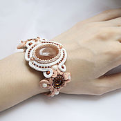 Soutache bracelet earrings for wedding Marshmallow pearls white