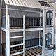 Детская двухъярусная кровать домик с лестницей из массива, Кровати, Санкт-Петербург,  Фото №1