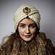 Turban hat knitted with a voluminous pattern of merino/alpaca, Caps, Balahna,  Фото №1