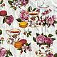 Napkin for decoupage tea pair in roses with sakura and macaroons, Napkins for decoupage, Moscow,  Фото №1