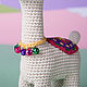 Alpaca llama knitted mallow with rose, bells and ethnic blanket. Stuffed Toys. Вязаные игрушки - Ольга (knitlandiya). My Livemaster. Фото №6