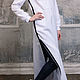 White dress-hoodie with stripes and a voluminous hood. Long dress. Dresses. Lara (EnigmaStyle). My Livemaster. Фото №5