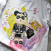 Одежда handmade. Livemaster - original item Bearbrick Coco Chanel hand-painted t-shirt. Handmade.