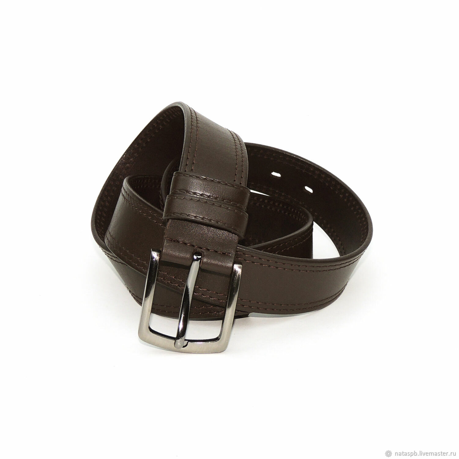  Men's leather belt brown width 40 mm, Straps, St. Petersburg,  Фото №1