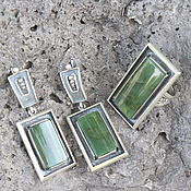 Украшения handmade. Livemaster - original item Rectang Jewelry Set with 925 Silver Jade ALS0011. Handmade.