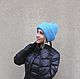 Order Oversize mohair hat . Blue winter hat . woman beanie hat. GemKnitDesign. Livemaster. . Caps Фото №3