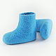Blue azure. Warm booties from Merino wool 9,5 cm 1 pair felted, Babys bootees, Moscow,  Фото №1