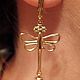 Dragonfly earrings585 gold, pearl. Earrings. masterskai. My Livemaster. Фото №6