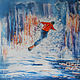 Original oil painting snowboarding art canvas palette knife  wallart, Pictures, St. Petersburg,  Фото №1