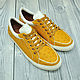 Sneakers made of genuine ostrich leather, in yellow, Training shoes, St. Petersburg,  Фото №1