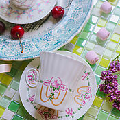 Посуда handmade. Livemaster - original item Vintage porcelain coffee tea pair LFZ USSR. Handmade.