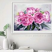 Картины и панно handmade. Livemaster - original item painting peonies pink. Bouquet of flowers in the bedroom in Provence style. Handmade.