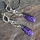 Длинные висячие серьги с чароитом в серебре. Серьги классические. JewelryStudioGem. Ярмарка Мастеров.  Фото №6