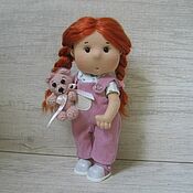 "Гномочка с котёнком" Текстильная кукла