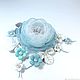 Valley Cloud Colors. Brooch with flowers made of fabric and genuine leather, Brooches, St. Petersburg,  Фото №1