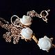 White coral roses in gold 585 PR, Jewelry Sets, Warsaw,  Фото №1