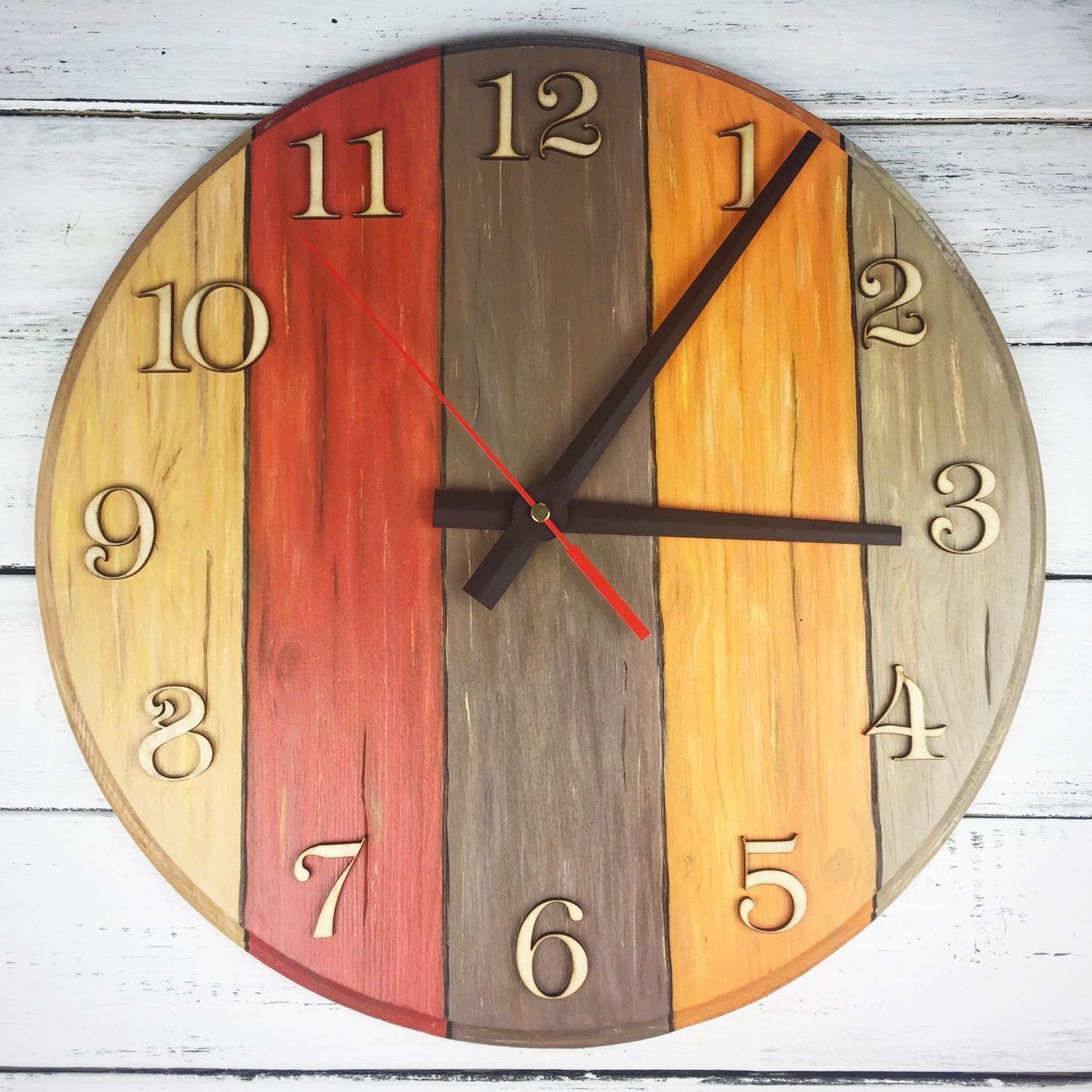 Wooden Wall Clock Bright Wood Orange Shades Zakazat Na Yarmarke Masterov Epldjcom Chasy Klassicheskie Moscow