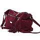 Crossbody bag burgundy suede with shoulder strap with pockets, Crossbody bag, Moscow,  Фото №1