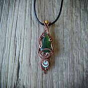 Украшения handmade. Livemaster - original item Copper pendant with jade wire wrap. Handmade.