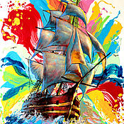 Картины и панно handmade. Livemaster - original item Painting with the ship 