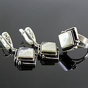 Украшения handmade. Livemaster - original item Peyton earrings and ring with agates made of 925 DD0008 silver. Handmade.