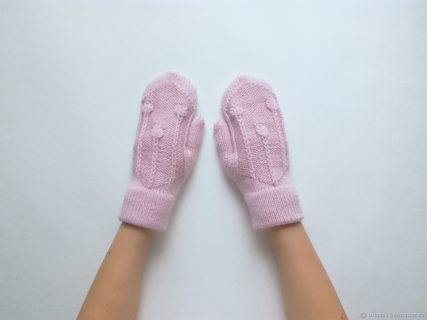 Short mittens made of wool with Alpaca ' pink powder', Mittens, Moscow,  Фото №1