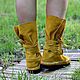 Boot moccasins made of genuine leather in Mustard. Moccasins. Katorina Rukodelnica HandMadeButik. My Livemaster. Фото №4