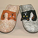 Women's felted Slippers Two cats-2. Slippers. MMwool (marinamol). My Livemaster. Фото №5
